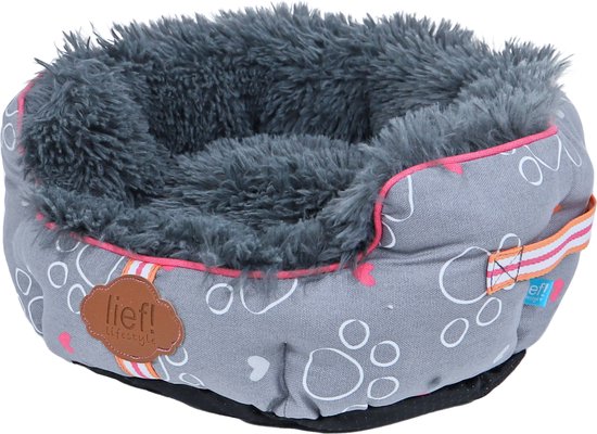 Lief! dierenmand girls grijs/roze 40 cm van lief! — afbeelding 2
