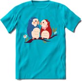 Lovebirds - Valentijn T-Shirt | Grappig Valentijnsdag Cadeautje voor Hem en Haar | Dames - Heren - Unisex | Kleding Cadeau | - Blauw - 3XL