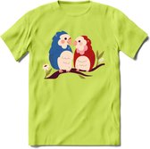 Lovebirds - Valentijn T-Shirt | Grappig Valentijnsdag Cadeautje voor Hem en Haar | Dames - Heren - Unisex | Kleding Cadeau | - Groen - M