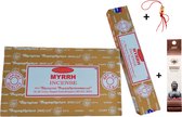 2 pakjes met 15 gram - Wierook - Wierookstokjes - Incense sticks - Mirre - Myrrh + 5 Mini Wierookstokjes + Gelukspoppetje