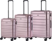 TravelZ Impact Kofferset 3 delig -Koffers met TSA-slot - Dubbele Wielen - Rose