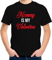 Mommy is my Valentine cadeau t-shirt zwart voor kinderen - Valentijnsdag / Moederdag mama kado S (122-128)