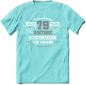 79 Jaar Legend T-Shirt | Zilver - Wit | Grappig Verjaardag en Feest Cadeau | Dames - Heren - Unisex | Kleding Kado | - Licht Blauw - XL
