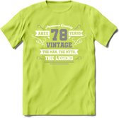 78 Jaar Legend T-Shirt | Zilver - Wit | Grappig Verjaardag en Feest Cadeau | Dames - Heren - Unisex | Kleding Kado | - Groen - S