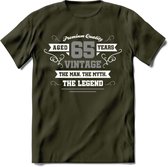 65 Jaar Legend T-Shirt | Zilver - Wit | Grappig Verjaardag en Feest Cadeau | Dames - Heren - Unisex | Kleding Kado | - Leger Groen - XL