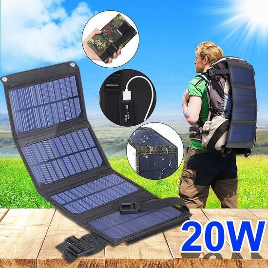 20w Extérieur Pliable Cellules de panneau solaire 5v USB Chargeur solaire  portable Batterie pour téléphone portable Voyage Camping Randonnée