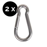 2x Karabijnhaak 10x100mm - Carabiner gegalvaniseerd - Musketonhaak