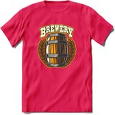 Beer Barrel T-Shirt | Bier Kleding | Feest | Drank | Grappig Verjaardag Cadeau | - Roze - S