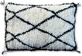 Fluffy kussen (Beni Ourain) - Handgemaakt en uniek - 100% wol - 40x30 cm