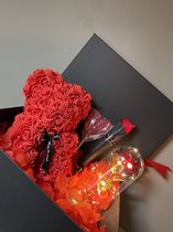 Coffret Cadeau Saint Valentin - Ours en Peluche Roses Rouges - Rose Éternelle - Cadeau pour Elle - Saint Valentin - Coeur