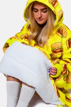 Noony Hamburger oversized hoodie deken - plaids met mouwen - fleece deken met mouwen - ultrazachte binnenkant - hoodie blanket - snuggie - one size fits all - oodie