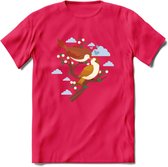 Lovebirds - Valentijn T-Shirt | Grappig Valentijnsdag Cadeautje voor Hem en Haar | Dames - Heren - Unisex | Kleding Cadeau | - Roze - XXL