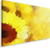 Schilderij - Geschilderde zonnebloem close up (print op canvas)