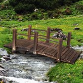 Outsunny Tuinbrug houten brug houten voetbrug vijverbrug sierbrug met leuning tot 180 kg 844-132
