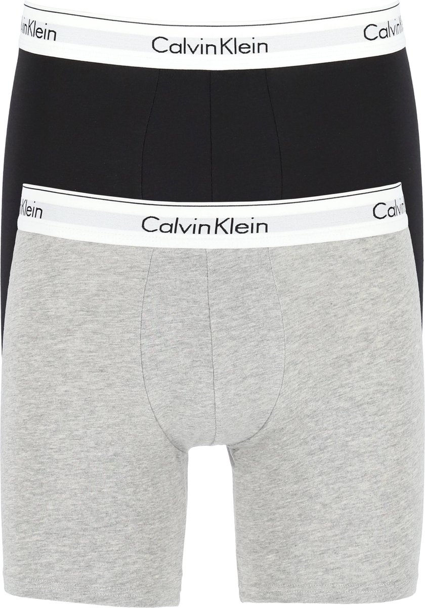Calvin Klein Modern Cotton boxer brief (2-pack) - heren boxers lang - zwart  en grijs - | bol.com