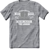 87 Jaar Legend T-Shirt | Zilver - Wit | Grappig Verjaardag en Feest Cadeau | Dames - Heren - Unisex | Kleding Kado | - Donker Grijs - Gemaleerd - 3XL