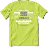 96 Jaar Legend T-Shirt | Zilver - Wit | Grappig Verjaardag en Feest Cadeau | Dames - Heren - Unisex | Kleding Kado | - Groen - XXL