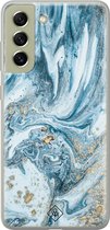 Casimoda® hoesje - Geschikt voor Samsung S21 FE - Marble Sea - Backcover - Siliconen/TPU - Blauw