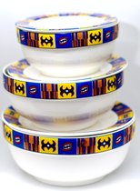 AFRICAN PRINT DESIGN (KENTE )PLATES AND BOWLS_ 3 SIZES IN 1 SET