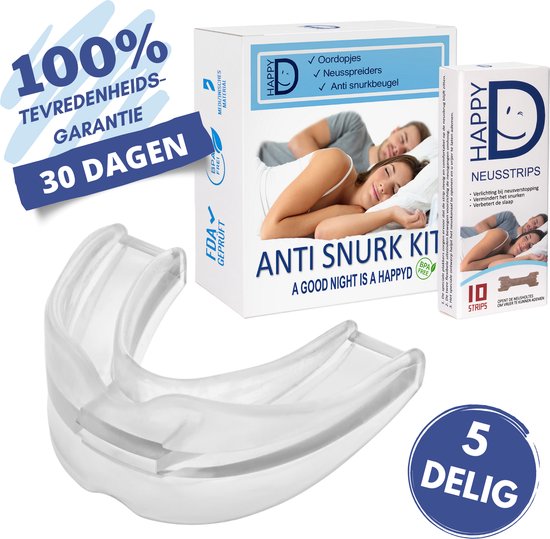 HappyD Anti Snurk Kit - Anti Snurkbeugel met Neusspreiders en Neusstrips - Anti Snurk Producten