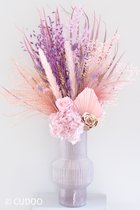 Droogbloemen incl. vaas | boeket 75cm | Pastel Dream | pampas pluimen | longlife roos | Cadeau vrouw| Cudoo Flowers | cudoo.nl