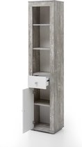 Kolomkast Rutger 1 lade & 1 deur - wit/beton