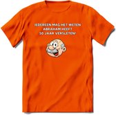 Iedereen mag het weten T-Shirt | Grappig Abraham 50 Jaar Verjaardag Kleding Cadeau | Dames – Heren - Oranje - XXL