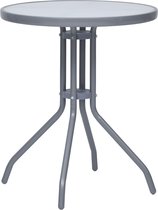 Decoways - Tuintafel 60 cm staal en glas lichtgrijs