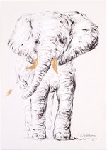 Schilderij - Olifant + Goud - 30x40 Cm