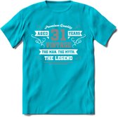 31 Jaar Legend T-Shirt | Zilver - Wit | Grappig Verjaardag en Feest Cadeau | Dames - Heren - Unisex | Kleding Kado | - Blauw - XL