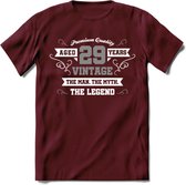 29 Jaar Legend T-Shirt | Zilver - Wit | Grappig Verjaardag en Feest Cadeau | Dames - Heren - Unisex | Kleding Kado | - Burgundy - XXL