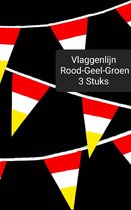 Vlaggenlijn Rood/ Wit/ Geel Oeteldonk, 3 stuks, 30 meter