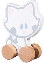 Woezel en Pip Houten Figuur op Wielen - Buurpoes figuur - 16 cm