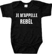 Romper - Rebel - Baby - Romper met tekst - Maat 50/56 - Bedrukte romper - Je mappelle - Kado - Geboorte - Kraamkado