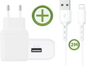 Chargeur Fast iPhone/iPad + Câble Chargeur iPhone 2 Mètres - Chargeur USB iPhone + Câble Lightning de 2 Mètres - Apple iPhone 11/11 PRO/ XS/ XR/ X/ iPhone 8/8 Plus/ iPhone SE/ etc. - Câble de charge blanc