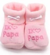Slofjes - Baby - 0 tot 3 maanden - I love papa - mama - kado - kraamkado - bevallen - cadeau - tekst - bedrukt