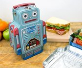 LuxuryLiving - Broodtrommel - Lunchbox - Brooddoos - Vershouddoos - Robot - Kinderen - 6,2 x 24,5 x 8,5 cm - Tin - Lichtblauw