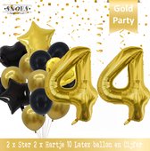 Cijfer Ballon 44 Jaar Black & Gold Boeket * Hoera 44 Jaar Verjaardag Decoratie Set van 15 Ballonnen * 80 cm Verjaardag Nummer Ballon * Snoes * Verjaardag Versiering * Kinderfeestje
