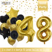 Cijfer Ballon 48 Jaar Black & Gold Boeket * Hoera 48 Jaar Verjaardag Decoratie Set van 15 Ballonnen * 80 cm Verjaardag Nummer Ballon * Snoes * Verjaardag Versiering * Kinderfeestje