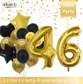 Cijfer Ballon 46 Jaar Black & Gold Boeket * Hoera 46 Jaar Verjaardag Decoratie Set van 15 Ballonnen * 80 cm Verjaardag Nummer Ballon * Snoes * Verjaardag Versiering * Kinderfeestje* Tienerfeestje * Thema * Zwart/Goud * Nummer Ballon 46 * Back & Gold