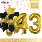 Cijfer Ballon 43 Jaar Black & Gold Boeket * Hoera 43 Jaar Verjaardag Decoratie Set van 15 Ballonnen * 80 cm Verjaardag Nummer Ballon * Snoes * Verjaardag Versiering * Kinderfeestje