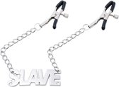 Nooitmeersaai - Metalen tepelklemmen met SLAVE ketting