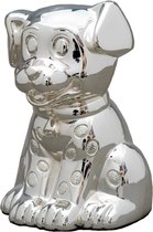 Daniel Crégut kinderspaarpot in de vorm van een zittend hondje - verzilverd metaal - 14 x 10 cm