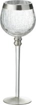 J-Line Kaarshouder Bol Op Voet Craquele Glas Transparant/Zilver Medium Set van 3 stuks