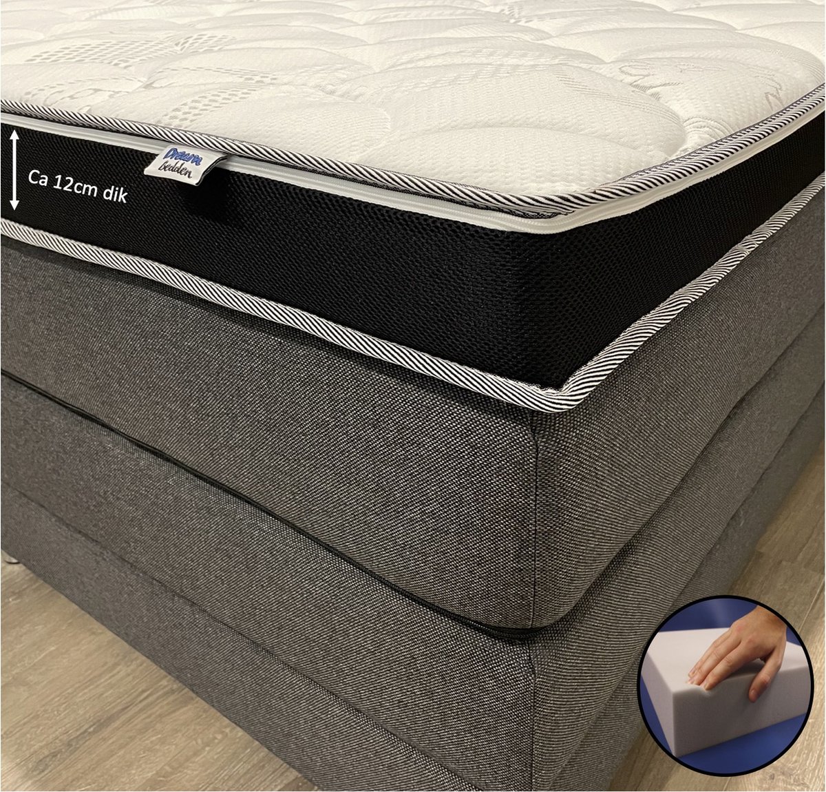 dreambedden Hilton Hotel Topper - 180x200 - HARD - Hybride schuim - ca. 12 cm dik - Cool & Fresh wit