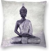 Kussenhoes met Zittende Boeddha in grijstinten (45x45)