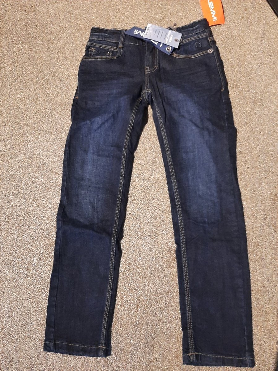 Lemmi - Donkerblauwe kinder jeans - water en vuil afstotend - maat 128
