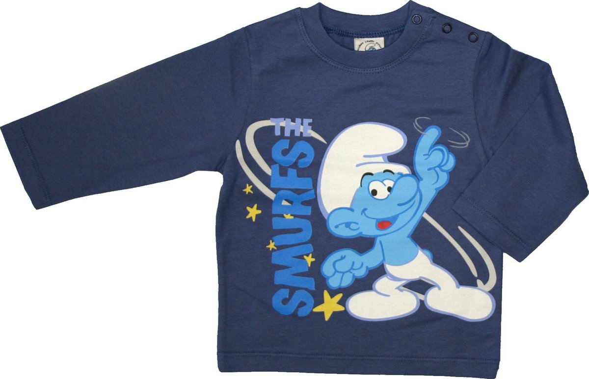 De Smurfen Jongens Longsleeve - Blauw - T-shirt met lange mouwen - Maat 86