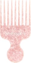 AfriEssence Speckle Afro Kam | Afro kam - Krullend Haar – Volume – Curly Hair - Wide Comb – Acetaat – Krullend Haar – Detangling Shower Comb - Afro Haar Verzorging | Light Pink