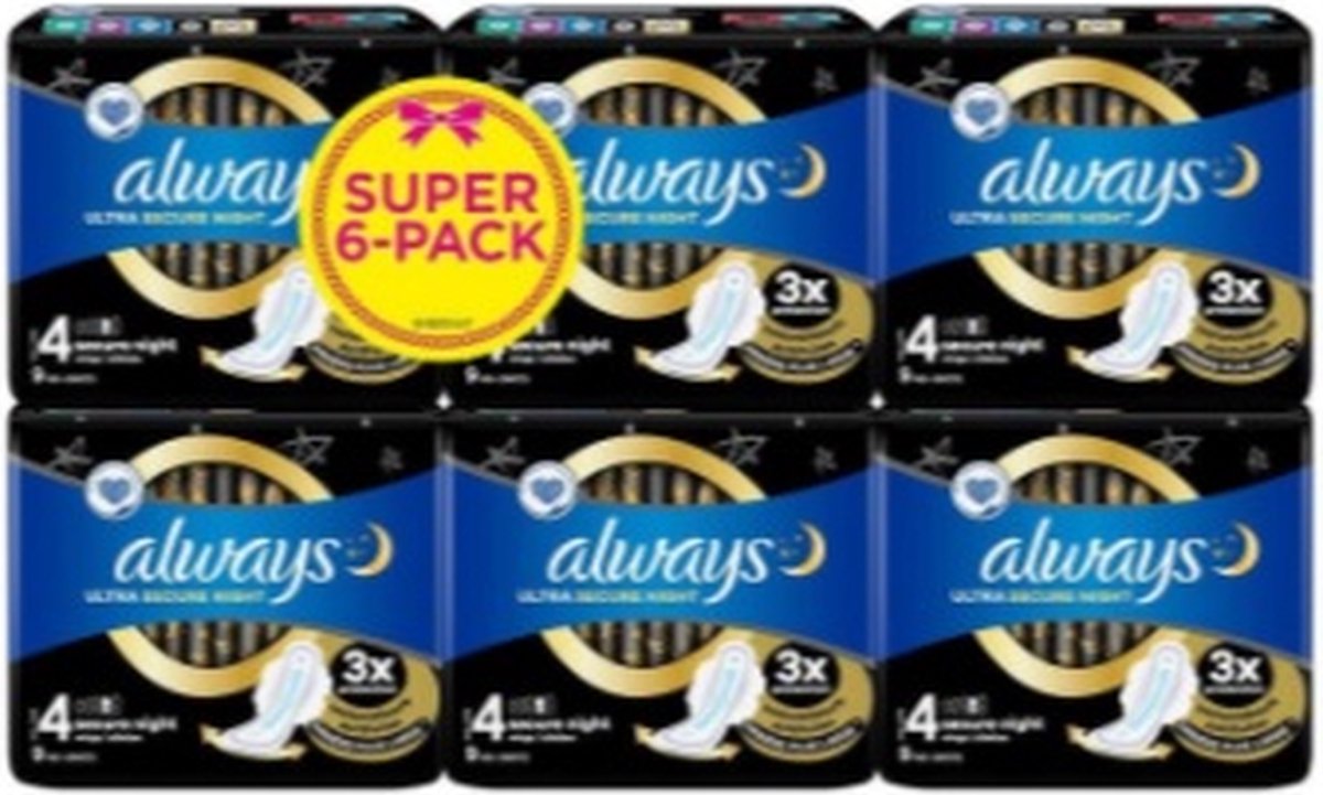 Always Ultra Secure Night (Maat 4) Maandverband 6-pack